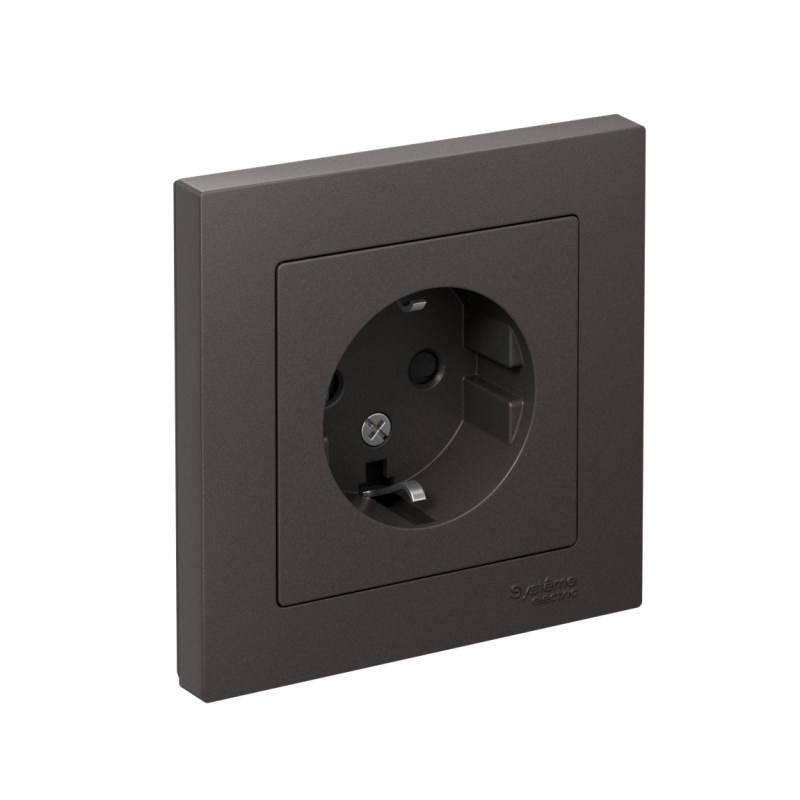 розетка atlasdesign с заземл. со шторками 16а в сборе базальт se atn001444 от BTSprom.by