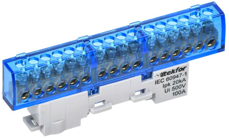 шина нулевая n изол. на универс. держ. 6х9-16-с tekfor iek tf-nn10-16-kl-k07 от BTSprom.by