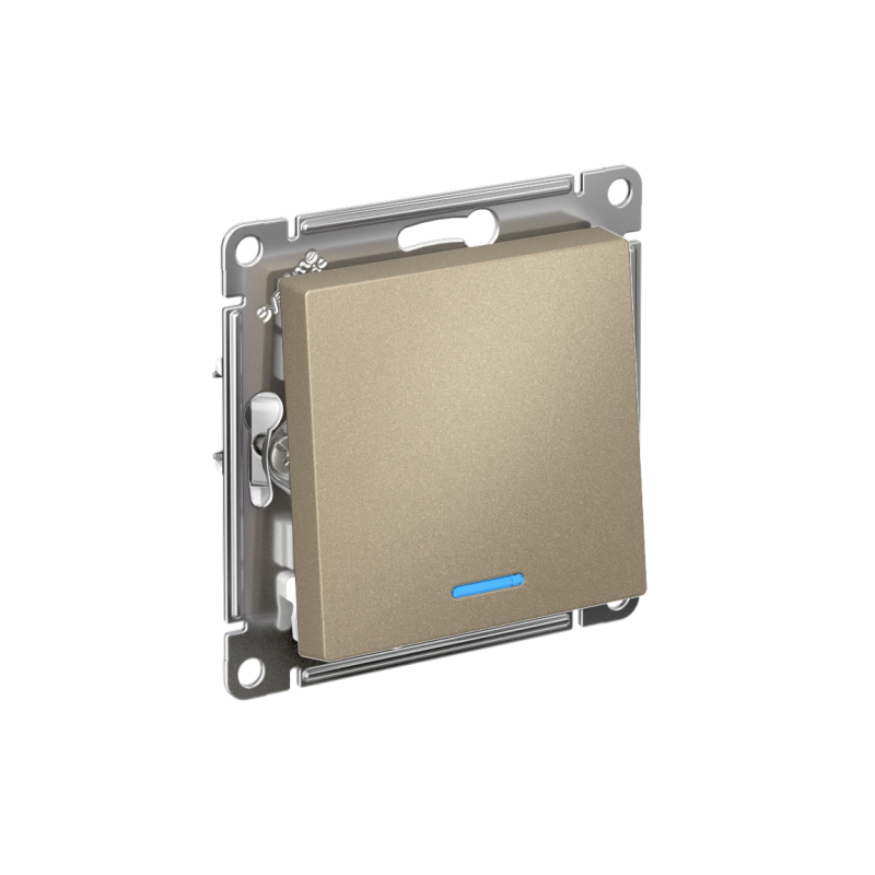 выключатель 1-кл. atlasdesign (сх. 1а) 10ax с подсветкой быстрозажим. клем. механизм шампань se atn000513s от BTSprom.by