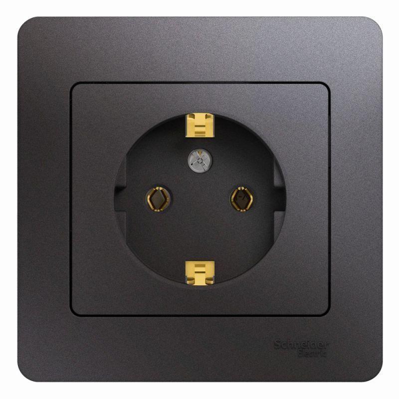 розетка 1-м сп glossa 16а ip20 250в с заземл. в сборе графит se gsl001342 от BTSprom.by