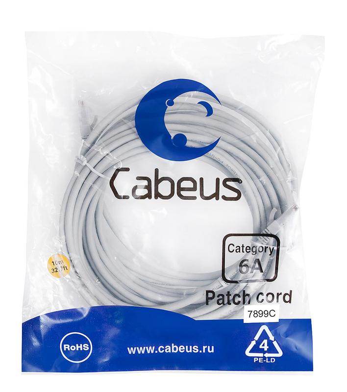 патч-корд u/utp кат.6a pc-utp-rj45-cat.6a-10m-lszh 2xrj45/8p8c неэкранир. lszh (10g) 10м сер. cabeus 7899c от BTSprom.by