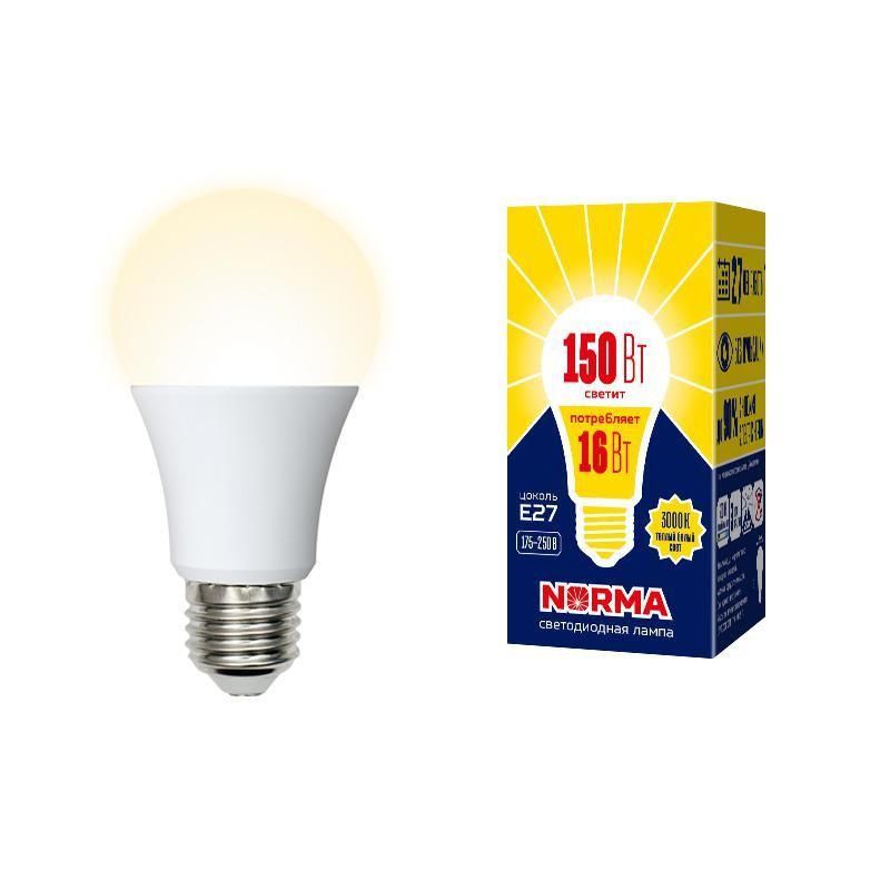 лампа светодиодная led-a60-16w/ww/e27/fr/nr norma 16вт матовая e27 (упак. картон) volpe ul-00004027 от BTSprom.by