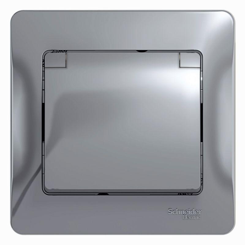 розетка 1-м сп glossa 16а ip20 с заземл. защ. шторки с крышкой в сборе алюм. se gsl000346 от BTSprom.by