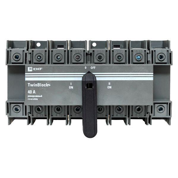  Рубильник 4п 40А реверсивный с рукояткой для прямой установки TwinBlock EKF tb-s-40-4p-rev фото в каталоге от BTSprom.by