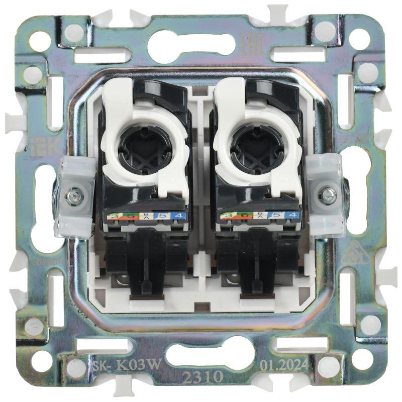  Розетка компьютерная двойн. RJ45 кат.5E SKANDY SK-K03W арктич. бел. IEK SK-K20-1-K01 фото в каталоге от BTSprom.by