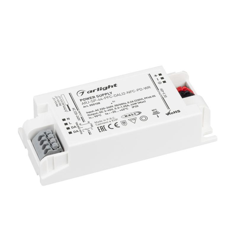 блок питания arj-sp-44-pfc-dali2-nfc-pd-wr 44вт 3-45в 0.3-1.05а ip20 пластик arlight 050108 от BTSprom.by
