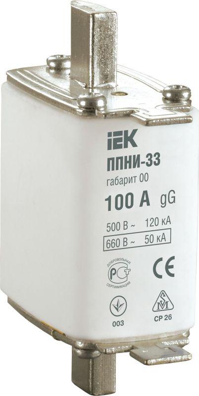 вставка плавкая ппни-33 100а габарит 00 iek dpp10-100 от BTSprom.by