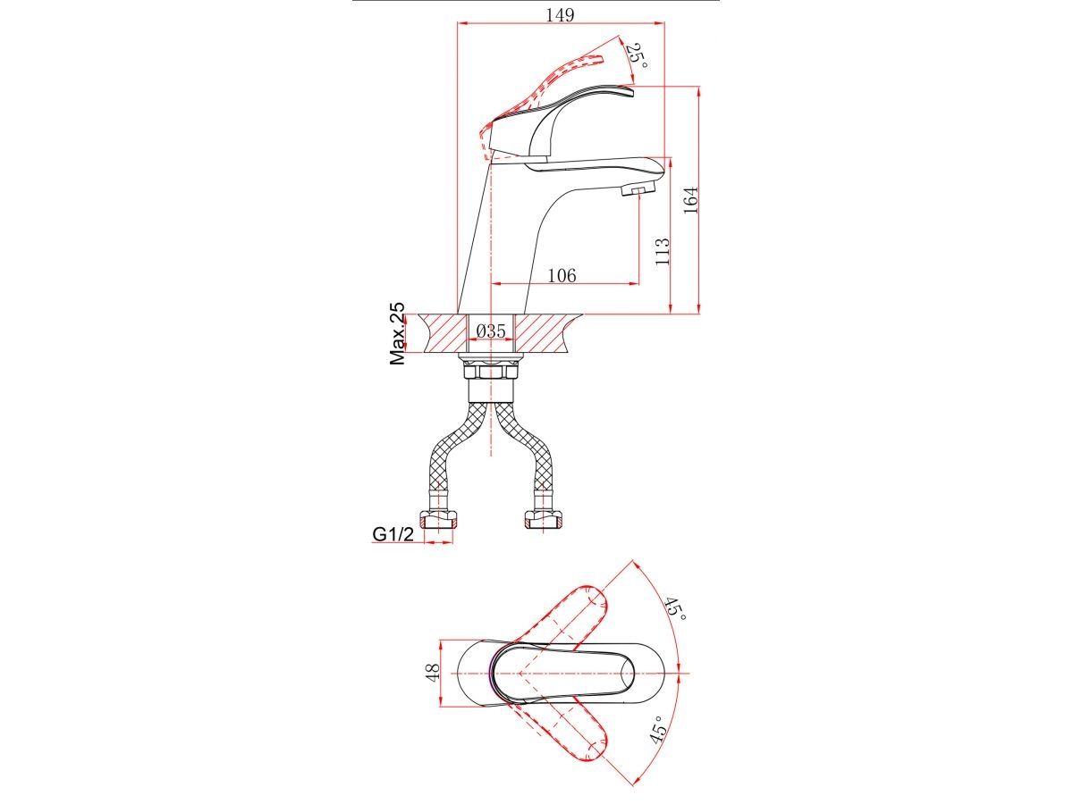  Смеситель для умывальника (Lt) D35, серия Iris хром, a-five (Излив: длина 106 мм, высота 113 мм, монолитный) A5-0221 фото в каталоге от BTSprom.by