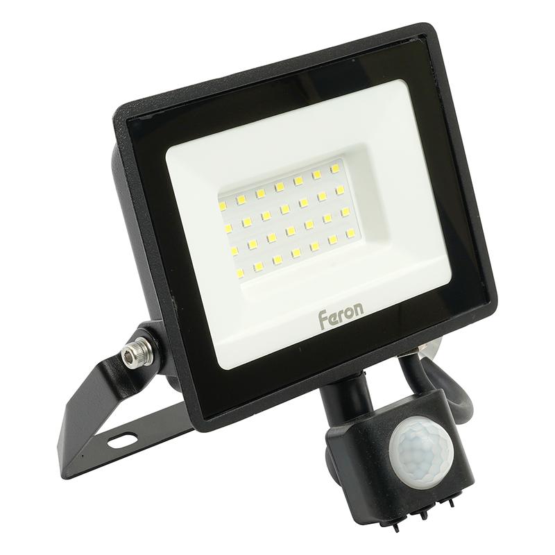 прожектор светодиодный с датчиком движения 30вт 6400к 175-265в черн. ip44 ll-907 feron 29557 от BTSprom.by