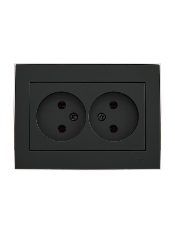 розетка 2-м сп rain 16а ip20 без заземл. керамика черн. бархат + хром lezard 703-4225-128 от BTSprom.by