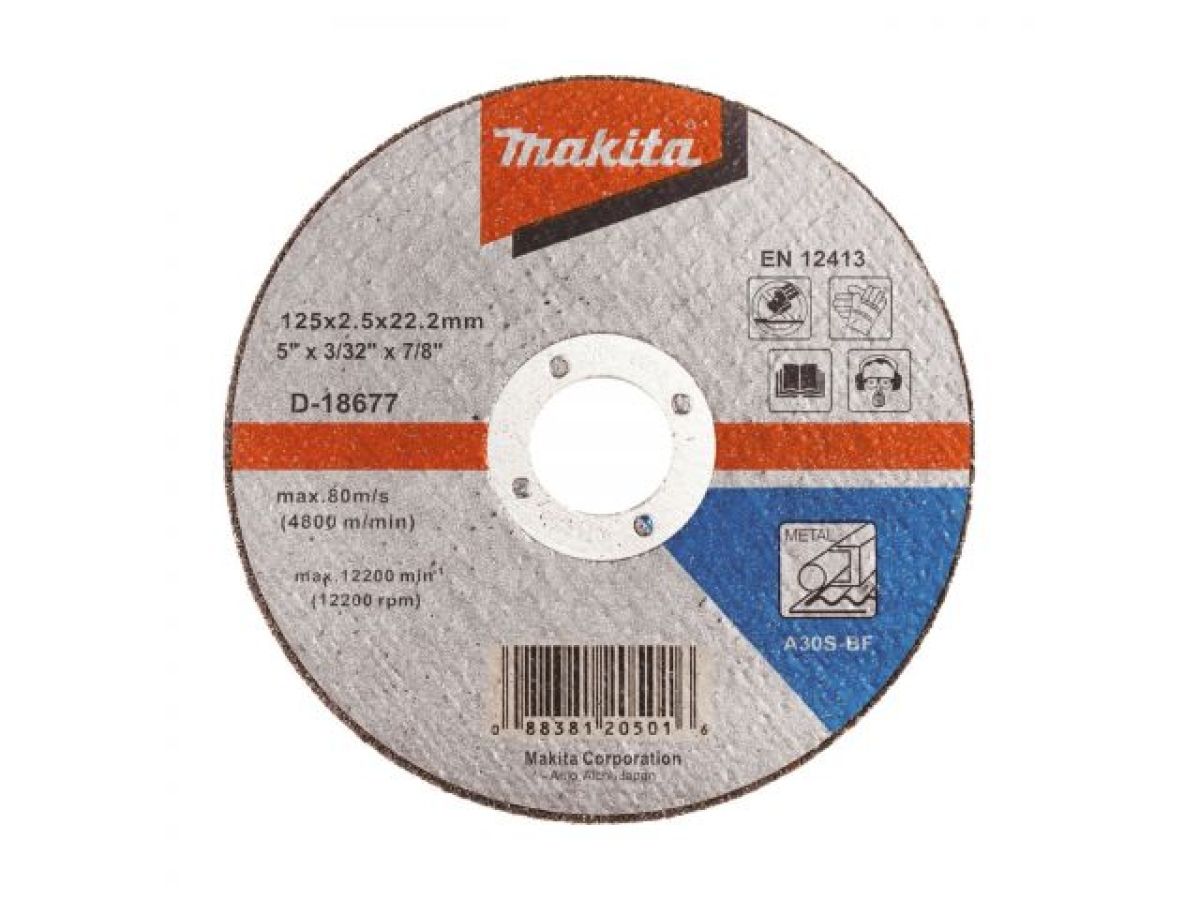 круг отрезной 125х2.5x22.2 мм для стали  плоский a30s makita d-18677 от BTSprom.by