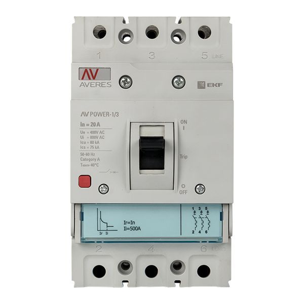  Выключатель автоматический 20А 80кА AV POWER-1/3 TR AVERES EKF mccb-13-20H-TR-av фото в каталоге от BTSprom.by