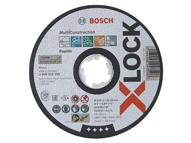 круг отрезной 125х1.0x22.2 мм универс. multi x-lock bosch ( прямой, подходит для всех типов ушм) от BTSprom.by