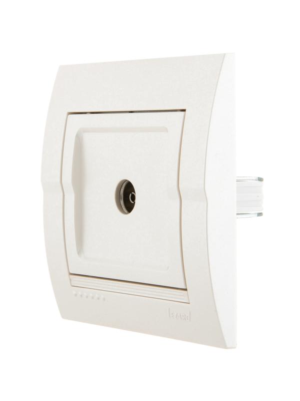  Розетка телевизионная оконечная TV СП Deriy 16А IP20 жемчуж./бел. металлик LEZARD 702-3030-130 фото в каталоге от BTSprom.by