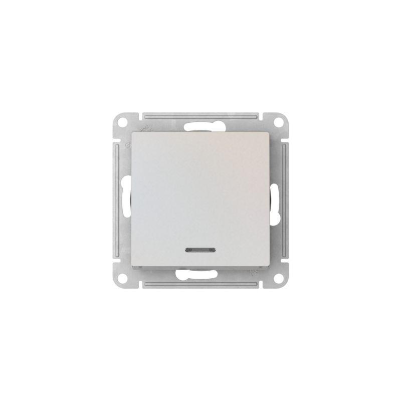  Переключатель 1-кл. AtlasDesign (сх. 6а) 10AX с подсветкой быстрозажим. клем. механизм жемчуж. SE ATN000463S фото в каталоге от BTSprom.by