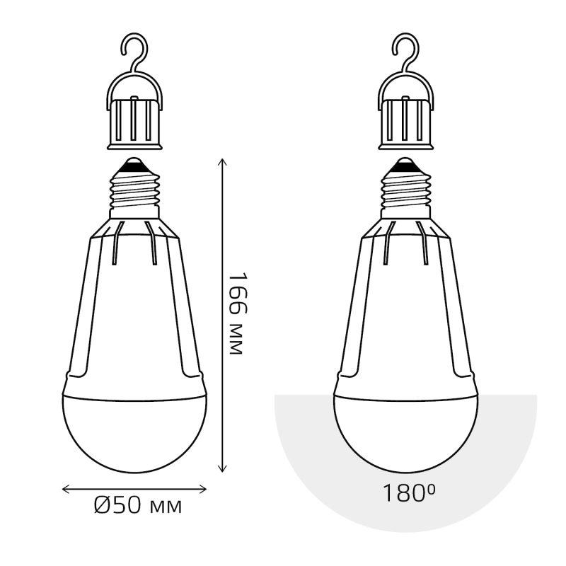 Лампа светодиодная Black 12Вт A80 грушевидная 3000К тепл. бел. E27 900лм авар. аккум. Li-Ion GAUSS 102002112 фото в каталоге от BTSprom.by