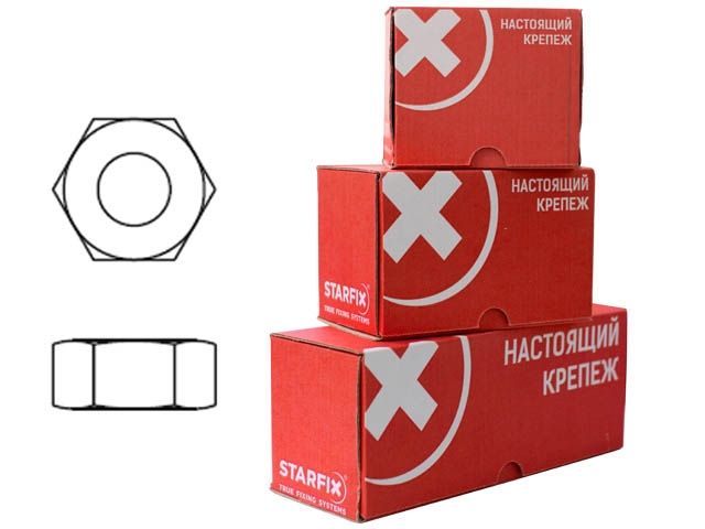 гайка м6 шестигр., цинк, кл.пр. 6, din 934 (300 шт в карт. уп.) starfix smc1-47274-300 от BTSprom.by