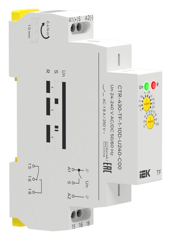 реле задержки выключения tf 1 контакт 24-240в ac/dc iek ctr-430-tf-1-10d-u240-c00 от BTSprom.by