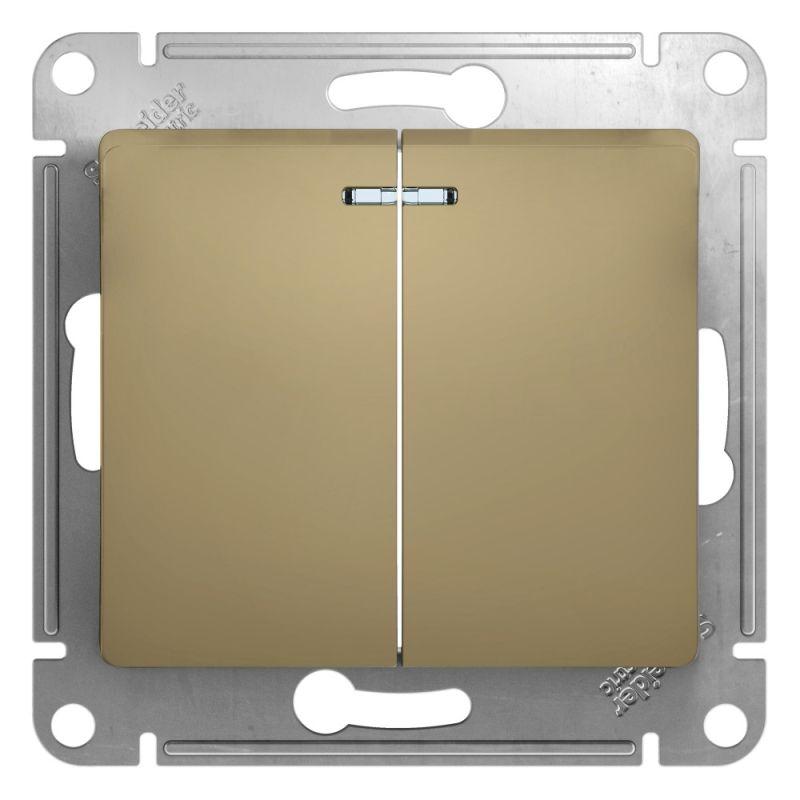выключатель 2-кл. сп glossa 10а ip20 (сх. 5а) 10ax с подсветкой механизм титан se gsl000453 от BTSprom.by