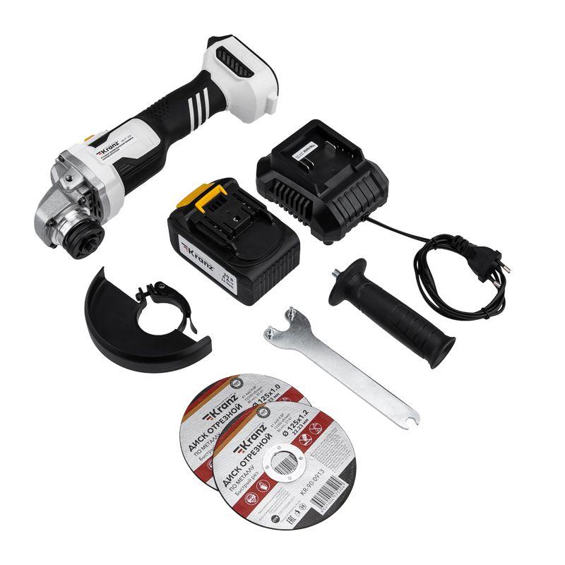  Машина шлифовальная угловая (УШМ болгарка) аккумуляторная 1х4А.ч в кейсе Kranz KR-PT-250 фото в каталоге от BTSprom.by