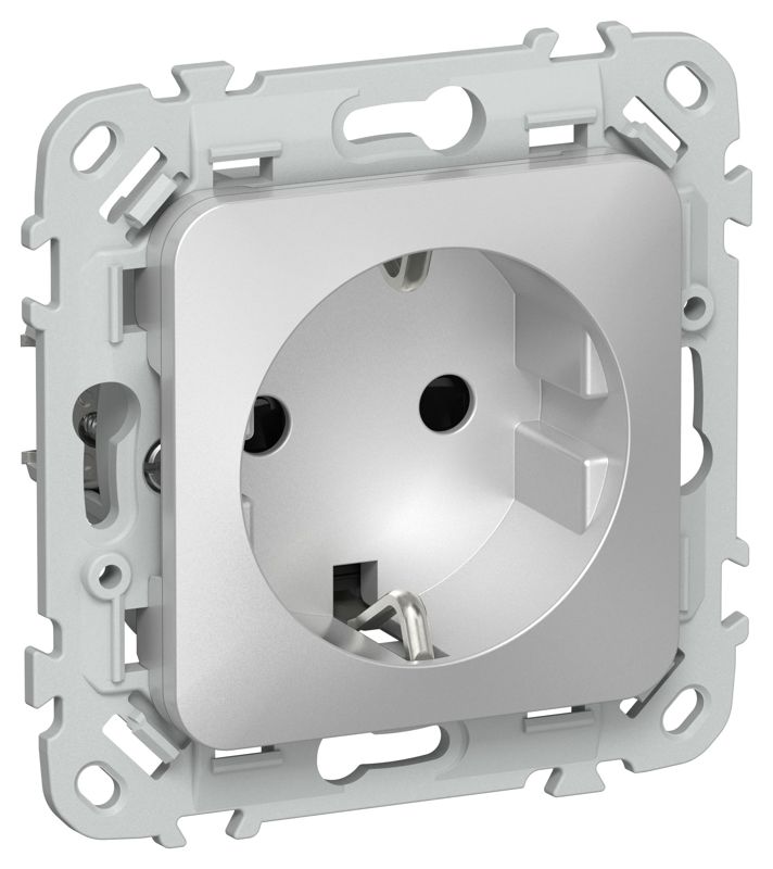 розетка сп flite рсш11-1-фла 16а с заземл. с защ. шторками безвинтовое крепление механизм алюм. iek fi-r14-16-1-k47 от BTSprom.by