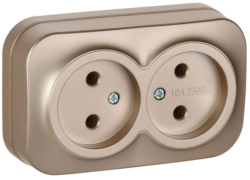 розетка 2-м оп glory рс22-2-хшм 10а без заземл. без защ. шторок шампань матов. iek erh20-k37m-10 от BTSprom.by