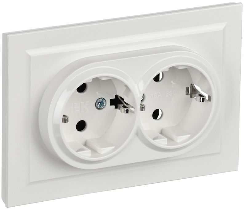 розетка 2-м сп brite рс12-3-брб 16а в сборе с заземл. без защ. шторок бел. iek br-r21-16-k01-f от BTSprom.by