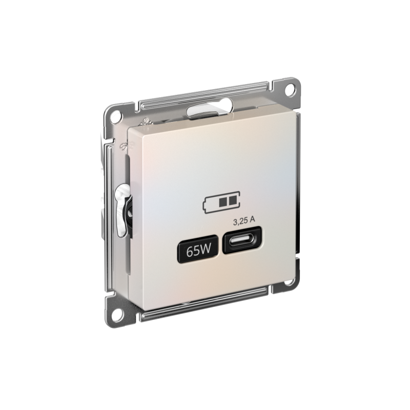 розетка usb atlasdesign тип c 65вт qc pd высокоскор. зу механизм жемчуж. se atn000427 от BTSprom.by