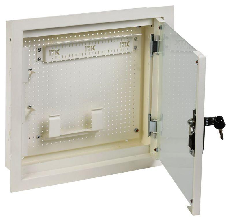 шкаф linea r мультимедиа 2 ком. 400х400мм стекл. бел. ral9016 itk lr16-4h41-g-fr2 от BTSprom.by