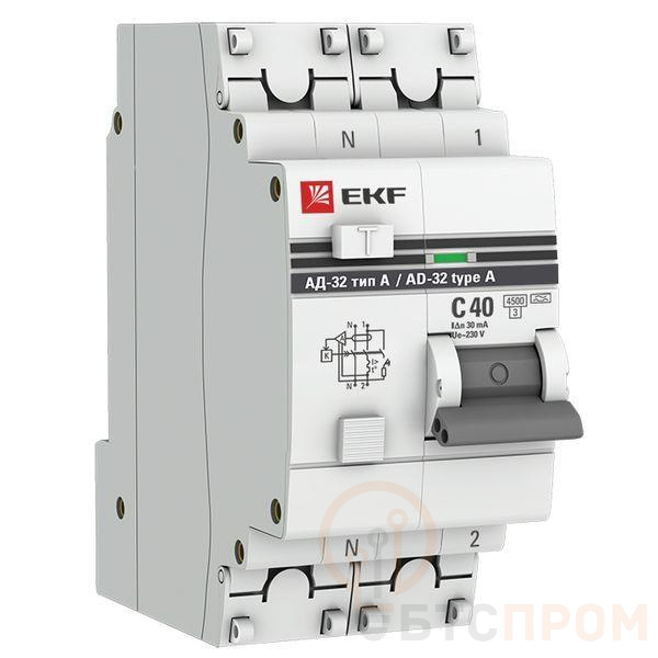 Выключатель автоматический дифференциального тока 2п (1P+N) 40А 30мА тип A АД-32 PROxima EKF DA32-40-30-a-pro фото в каталоге от BTSprom.by  Выключатель автоматический дифференциального тока 2п (1P+N) 40А 30мА тип A АД-32 PROxima EKF DA32-40-30-a-pro фото в каталоге от BTSprom.by