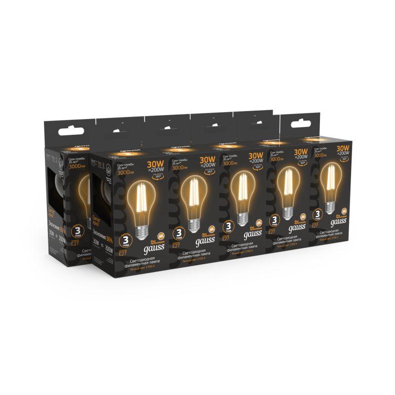 Лампа светодиодная филаментная Black Filament 30Вт A70 грушевидная 2700К тепл. бел. E27 3000лм GAUSS 102902130 фото в каталоге от BTSprom.by