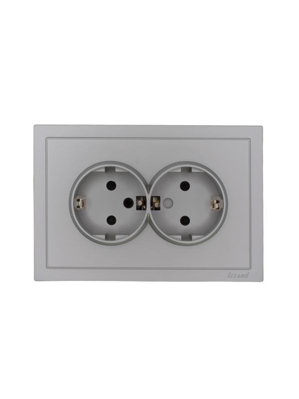розетка 2-м сп zima 16а ip20 с заземл. с защ. от детей пбт безвинтовой зажим/клемма сер. матов. lezard 704-7400-127bpchqc от BTSprom.by