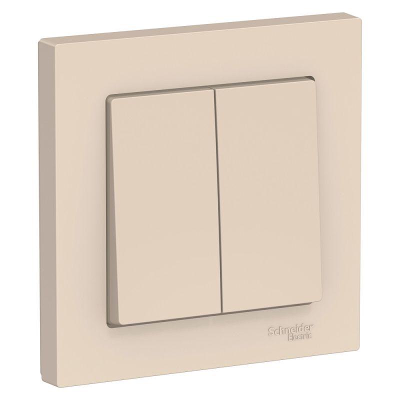 выключатель 2-кл. сп atlasdesign 10а ip20 (сх. 5) 10ax в сборе беж. se atn000252 от BTSprom.by