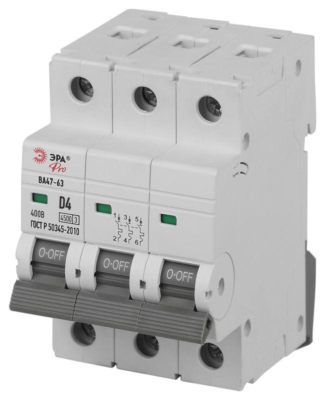 выключатель автоматический 3п d 4а 4.5ка ва47-63 pro эра б0059471 от BTSprom.by
