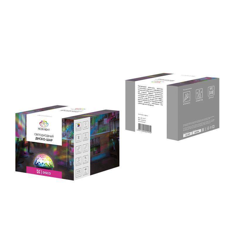  Лампа светодиодная "Диско-шар" 6Вт 6LED RGB 230В IP20 с пультом ДУ и Bluetooth Neon-Night 601-257 фото в каталоге от BTSprom.by