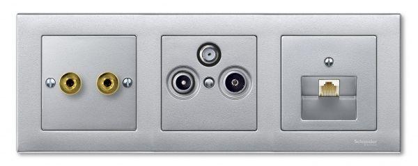  Плата Merten центральная TV/FM х2 х3 алюм. SchE MTN297560 фото в каталоге от BTSprom.by