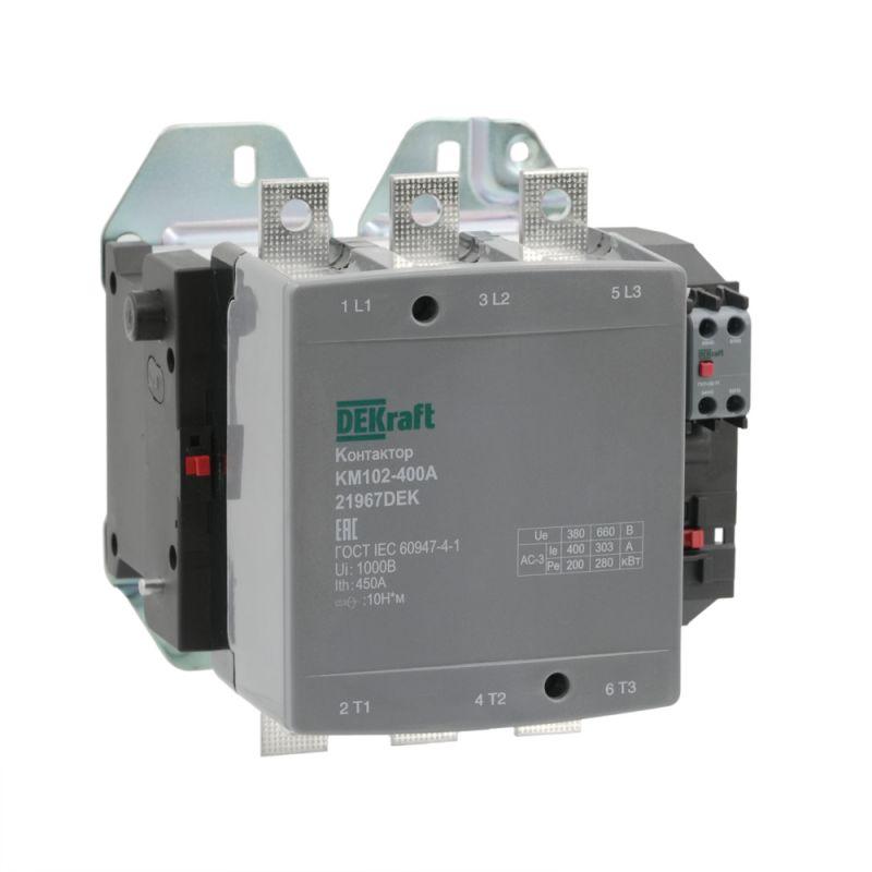 контактор 400а 220в ас ас3 ас4 1но+1нз км-102 dekraft 21967dek от BTSprom.by