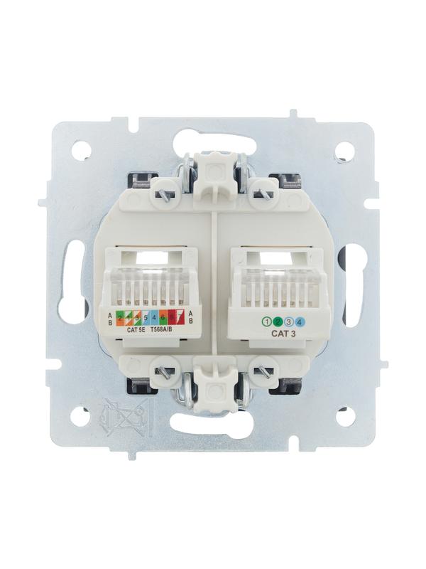  Розетка компьютерная + телефонная 2-м СП Vesna механизм графит LEZARD 742-3488-143 фото в каталоге от BTSprom.by