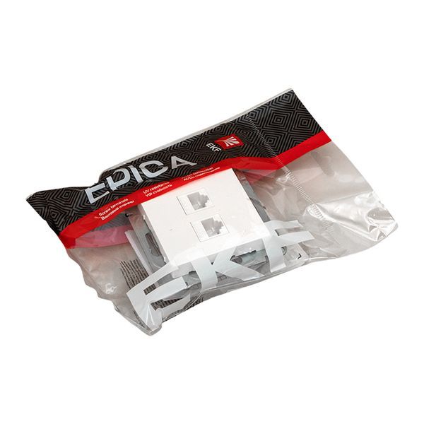  Розетка компьютерная 2-м СП Эпика RJ45 кат.5 механизм бел. EKF UP1-SOW-2RJ45-5 фото в каталоге от BTSprom.by