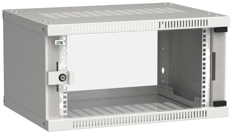 шкаф linea we 6u 600х450мм стекл. дверь сер. itk lwe3-06u64-gf от BTSprom.by
