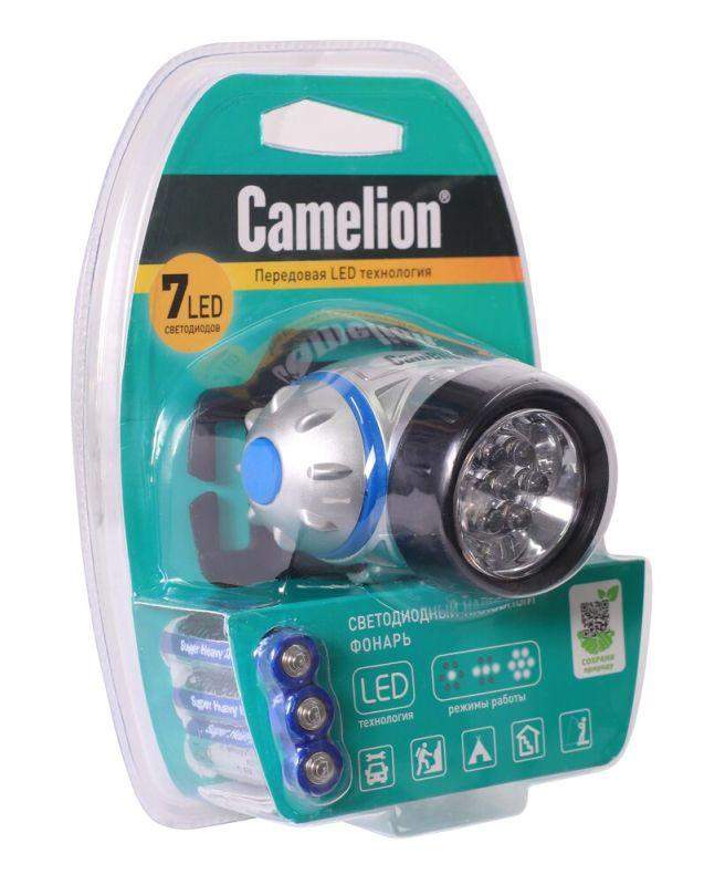 фонарь налобный led5310-7f3 7led 3 режима 3хlr03 (в компл.) металлик camelion 7534 от BTSprom.by