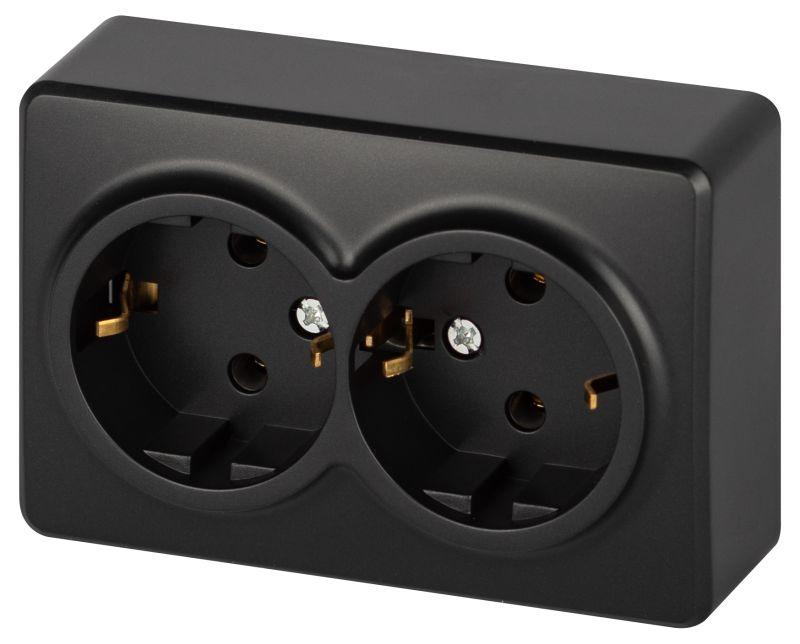 розетка 2-м оп эксперт 11-2205-05 16а ip20 250в 2х2p+e schuko с заземл. антрацит эра б0063047 от BTSprom.by