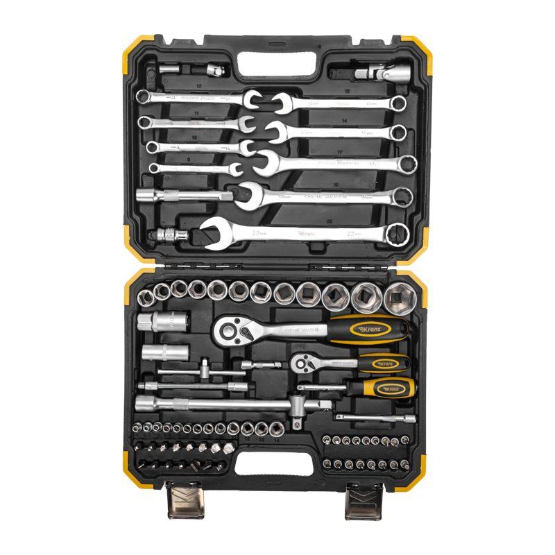  Набор инструментов 1/2 1/4 CrV 82 предмета пластик. кейс Kranz KR-66-6682 фото в каталоге от BTSprom.by