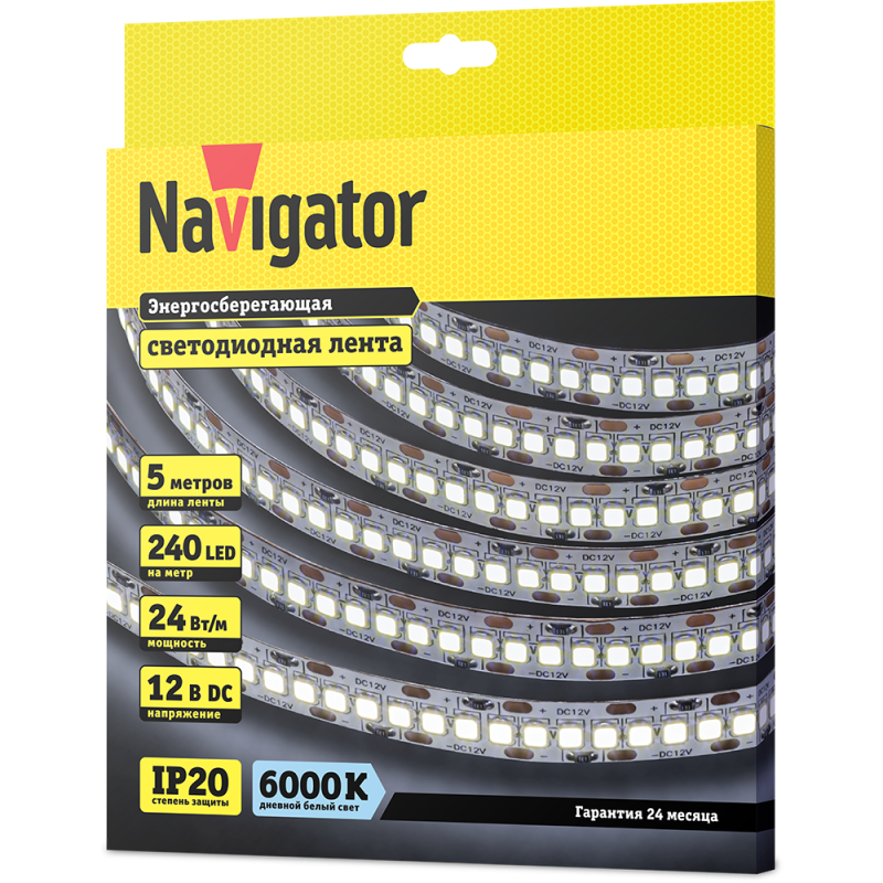  Лента светодиодная 14 459 NLS-2835CW240-24-IP20-12V (уп.5м) NAVIGATOR 14459 фото в каталоге от BTSprom.by
