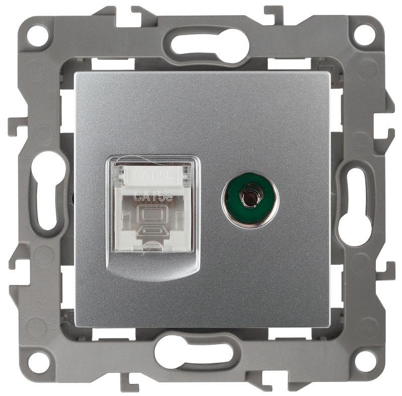 розетка компьютерная + телевизионная эра12 12-3110-03 rj45 + tv ip20 алюм. эра б0027443 от BTSprom.by