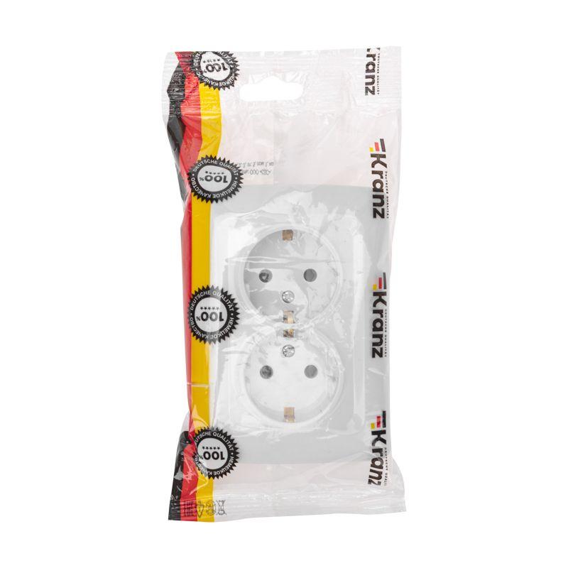  Розетка 2-м СП 16А DEA с заземл. бел. Kranz KR-78-0218 фото в каталоге от BTSprom.by