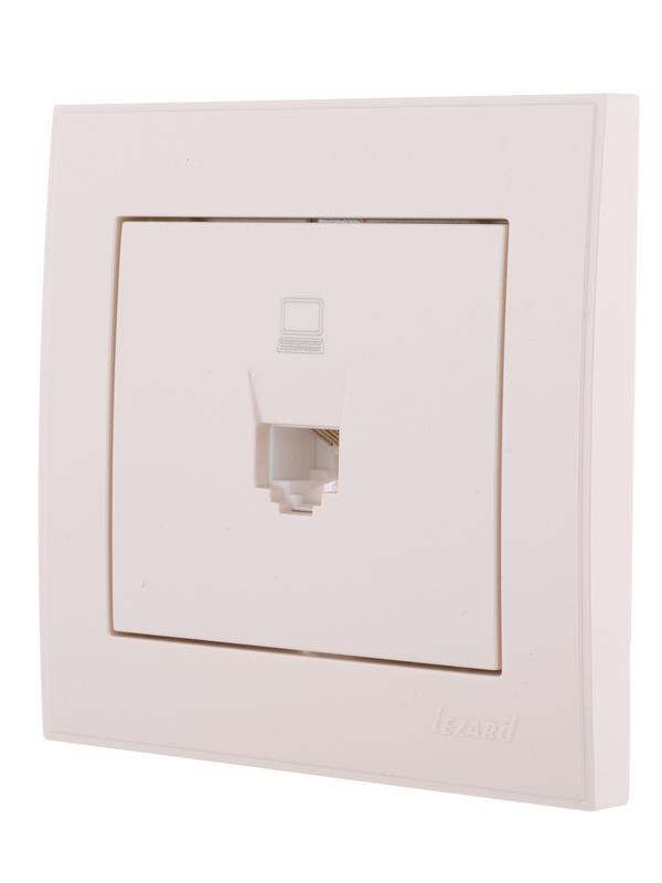  Розетка компьютерная 1-м СП Rain RJ45 жемчуж./бел. перламутр. LEZARD 703-3030-139 фото в каталоге от BTSprom.by