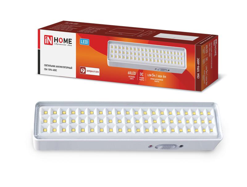 светильник светодиодный сба 1096-60dc 60led 1.5а.ч lithium battery dc аварийный in home 4690612029481 от BTSprom.by