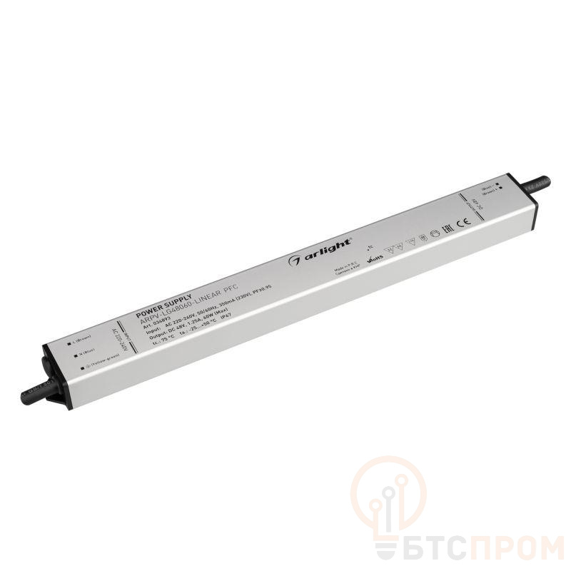 Блок питания ARPV-LG48060-LINEAR-PFC 48В 1.25А 60Вт IP67 металл Arlight 034893 фото в каталоге от BTSprom.by  Блок питания ARPV-LG48060-LINEAR-PFC 48В 1.25А 60Вт IP67 металл Arlight 034893 фото в каталоге от BTSprom.by