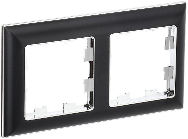 рамка 2-м brite ру-2-бр хром/черн. iek br-m22-12-2-k23 от BTSprom.by